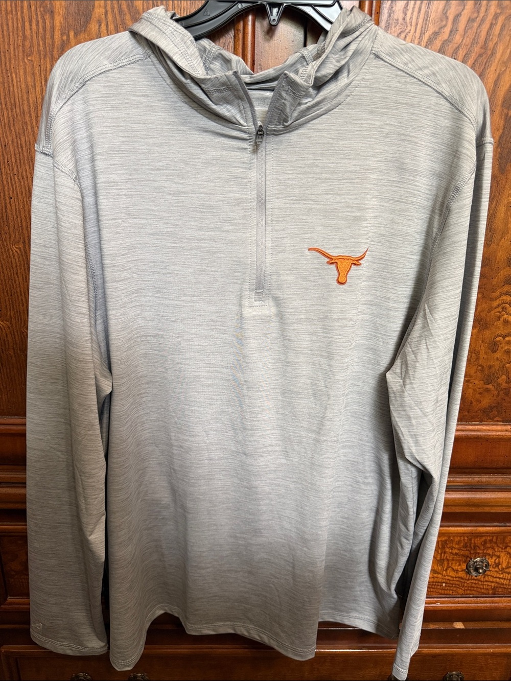 Antigua Gray Longhorn 1/4 Zip Hoodie - Orange Logo